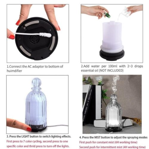 120ML Cool Mist Glass Humidifier▕ Black Base - Image 10