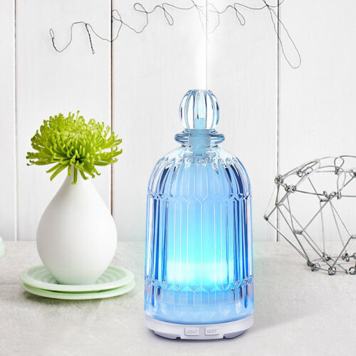 120ML Elegant Glass Essential Oil Diffuser with 7 Colorful Night Light White Bases - Image 5