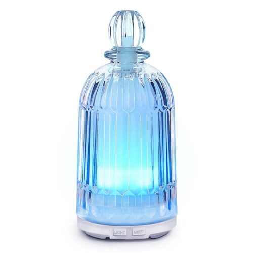 120ML Elegant Glass Essential Oil Diffuser with 7 Colorful Night Light White Bases