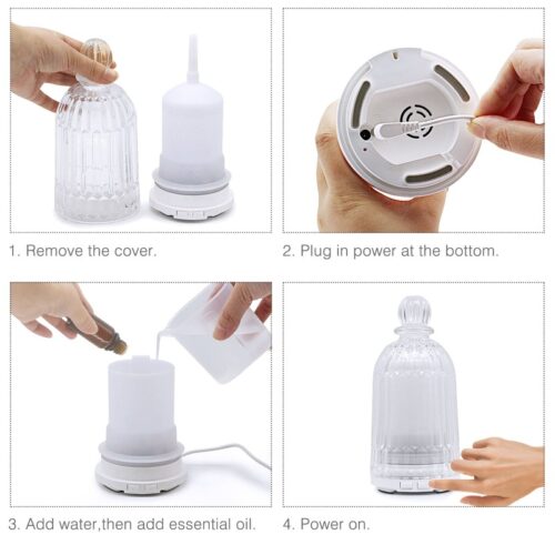 120ML Elegant Glass Essential Oil Diffuser with 7 Colorful Night Light White Bases - Image 11