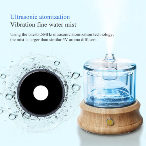 World First Glass Water Tank Diffuser with Natural Wood Base - Image 5