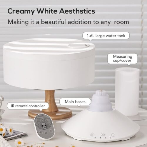 1.6L Ultrasonic Diffuser Detachable Humidifier w/ Remote Control in White - Image 8