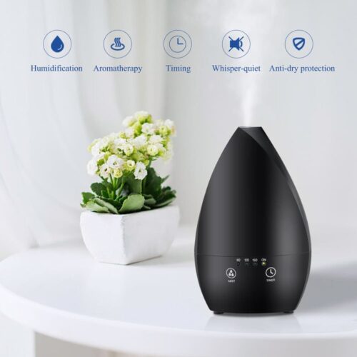 Flower Shape Ultrasonic Aroma Diffuser 200ml Black Aromatherapy Humidifier - Image 4