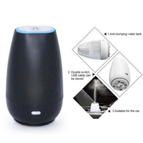 Car Essential Oil Diffuser with Dual Button 60ml Black - Image 4