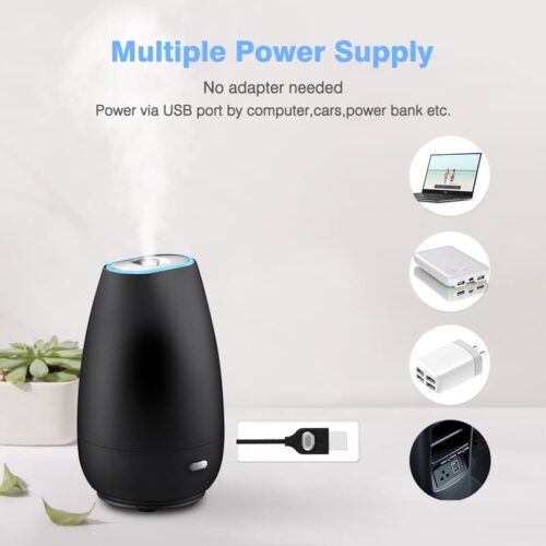 Car Essential Oil Diffuser with Dual Button 60ml Black - Image 5