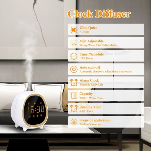 Smart Essential Oil Diffuser ▕ Alarm Clock White - Image 8