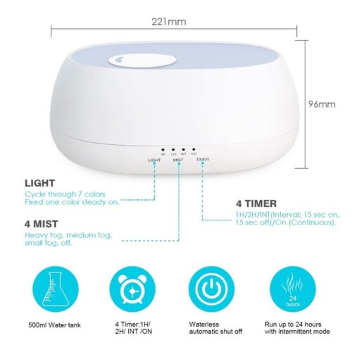 Sea Cloud Aroma Diffuser Remote Control Humidifier | Dark Wood - Image 6